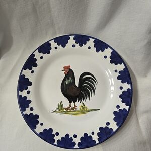 Williams Sonoma Blue Floral Rooster Plate (Replacement)